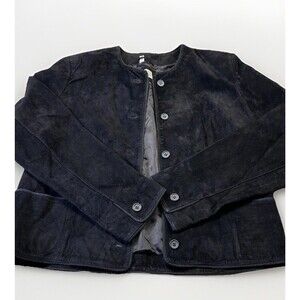 Vintage Talbots Black Suede Leather Jacket Women’s Size M Made in Korea